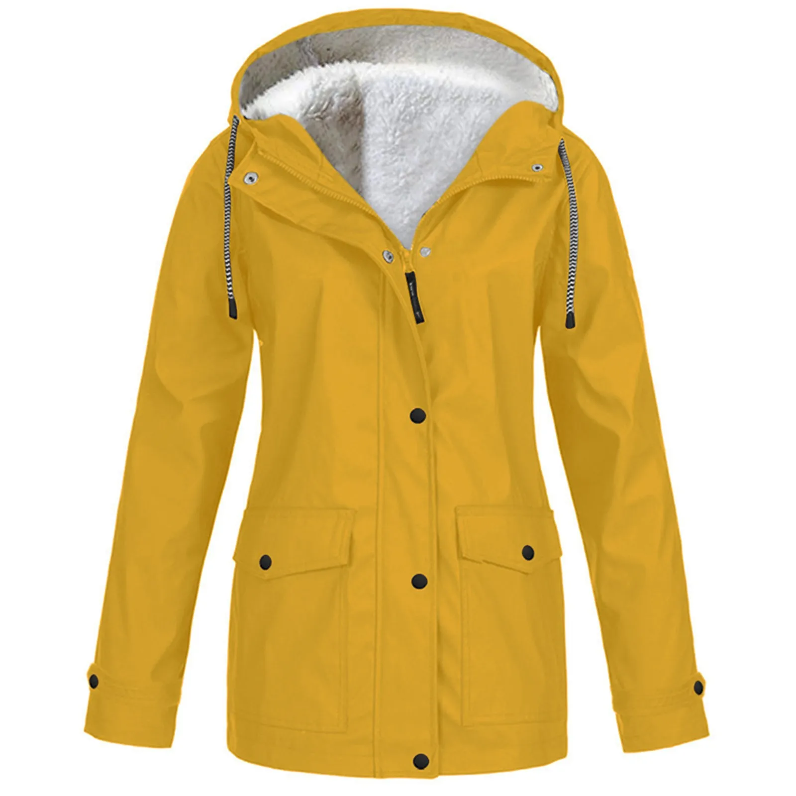 2024 Women's Thick Coat Fashion Autumn Winter Plus Velvet Outdoor Jacket Windproof Waterproof Mountaineering Hooded Overoat