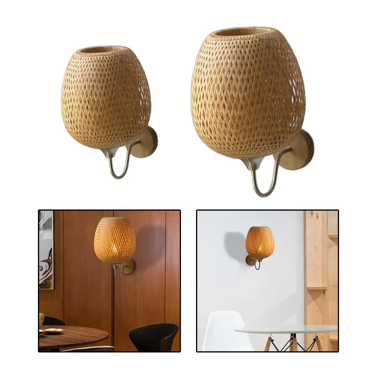 Rattan Bamboo Wall Sconce Light Fixture Vintage Wall Lamp Lighting Bedside Retro Lamp Industrial Decor Dining Room Bedroom