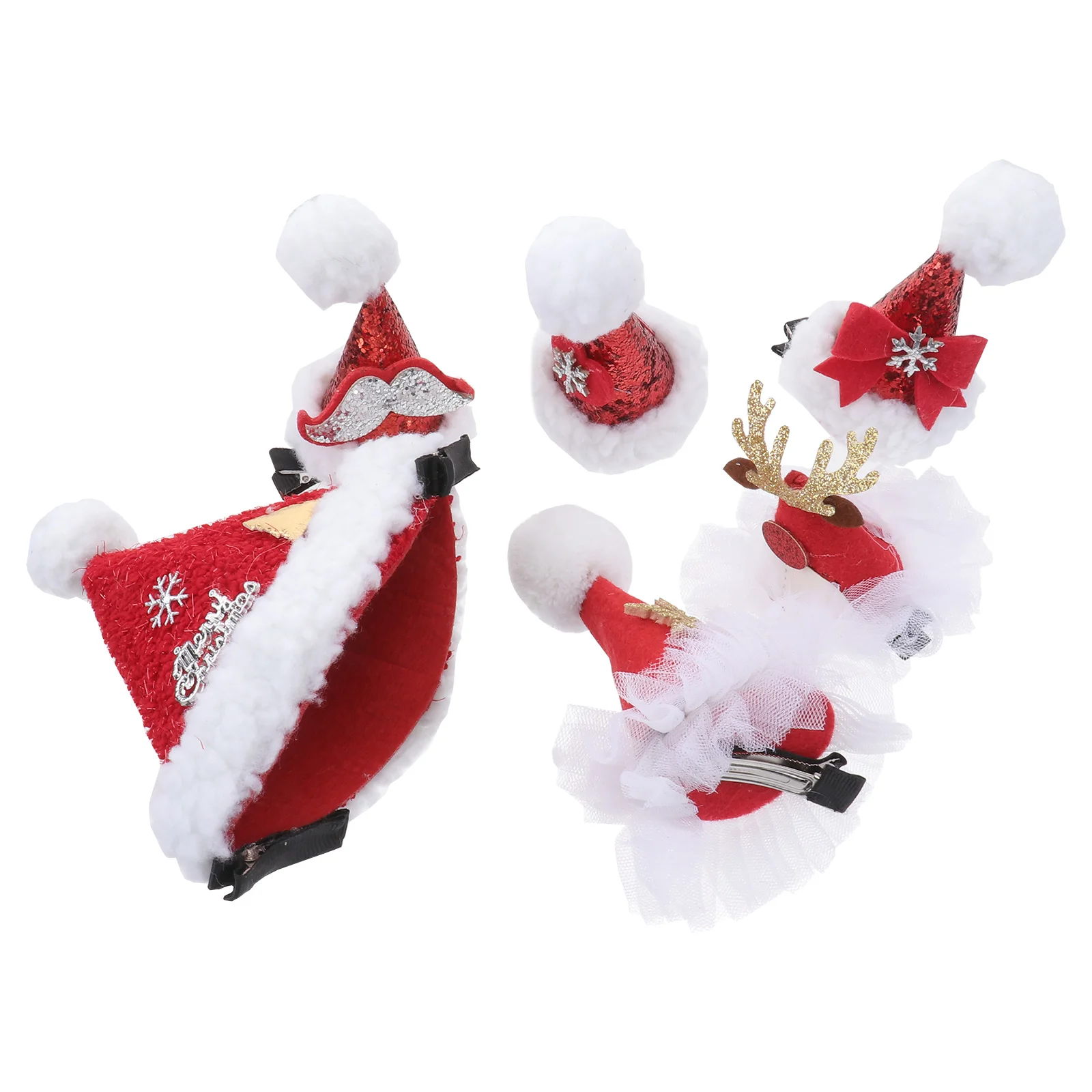 

Christmas Hat Hairpin Xmas Deer Clip Snowflake Headdress Barrettes Red Accessories