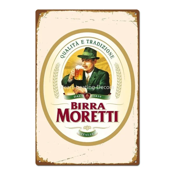 Bira Moretti Italian Italy Beer Vintage Retro Tin Sign Metal Sign Metal Poster Metal Decor Wall Sign Wall Poster Wall Decor