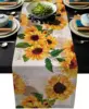 Sunflower Linen Table Runner Spring Flowers Dresser Scarf Table Runner Kitchen Family Dinner Banquet Wedding Holiday Party Decor 1