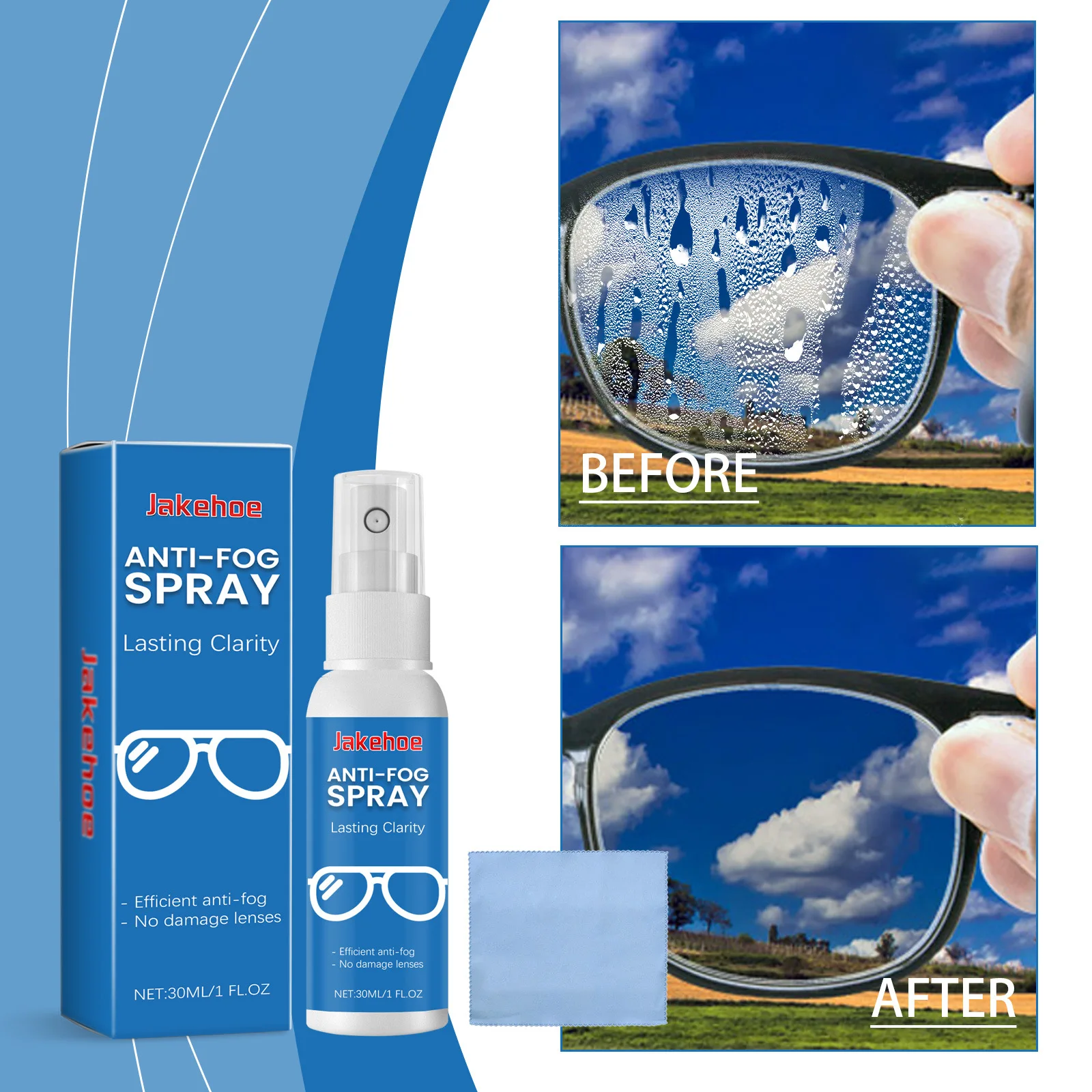 Eyeglass Lens Cleaner Spray Scratch Removal Portable Eyeglass Cleaning Accessories Fog Free Cleaning Spray for All Lenses