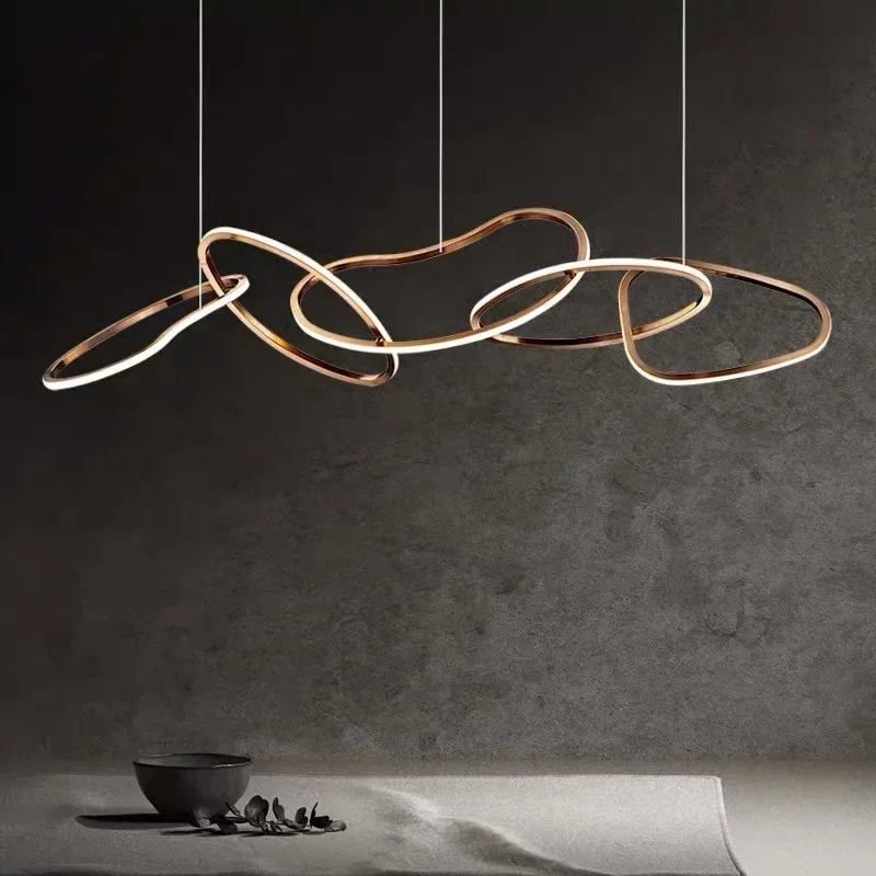Modern Rose Gold Led Chandeliers Lighting Living Dining Room Decor Led Chandelier Lamp Indoor Hanging Lights Fixtures Luminaire