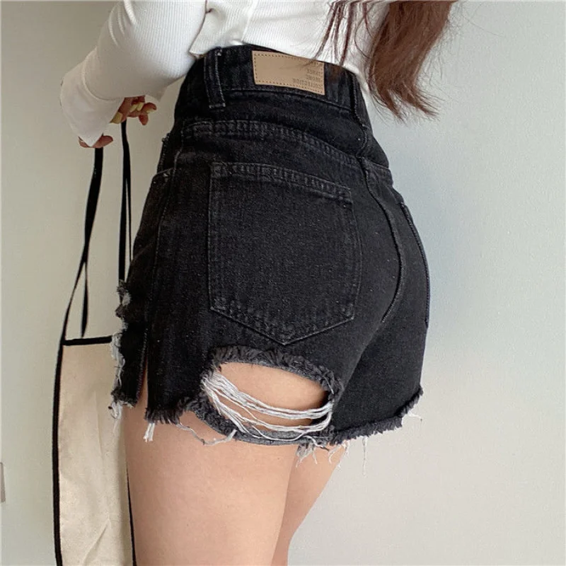 Short Pants for Women To Wear Ripped Jeans Womens Shorts Sexy Denim Wide Punk Casual Clothes Elasticty New In Y2k Harajuku XL