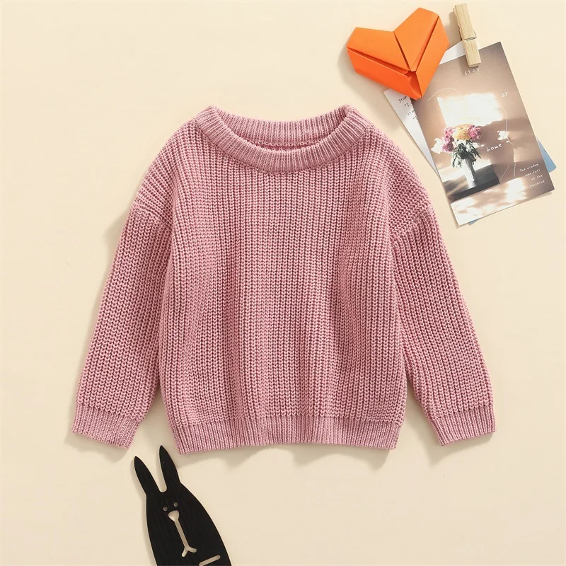 Newborn Baby Sweater Girls Boys Autumn Winter Clothing Solid Color Long Sleeve Pullover Knit Tops Infant Knitwear baby girls sweater