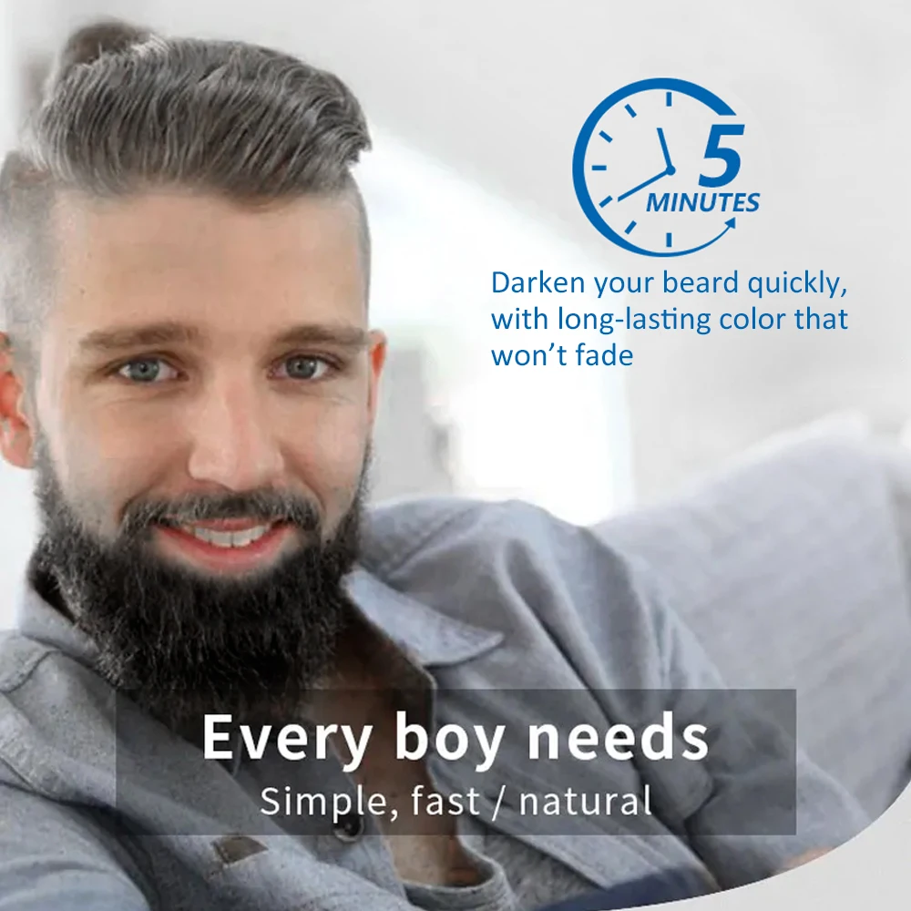 Men's Black Beard Dye Cream With Comb Fast Coloring Beard & Hair Dye Shampoo Cover White Grey Permanent Beard Care Tint Cream