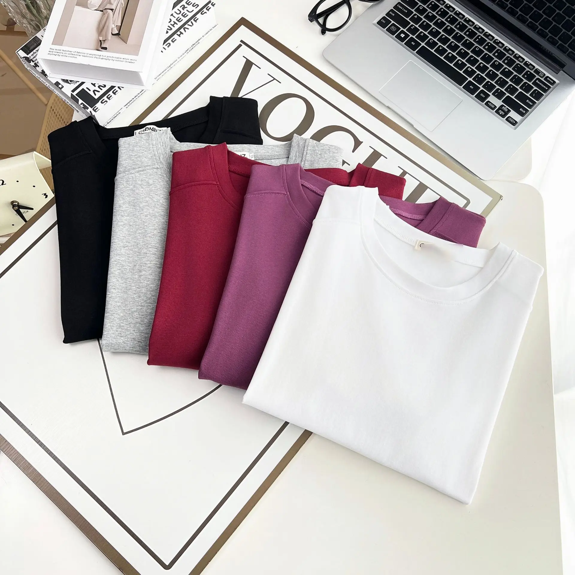 100kg Summer New Top Simple Basic Thin Solid Color short-sleeved Cotton Tees Plus Size Women's T-shirt 023