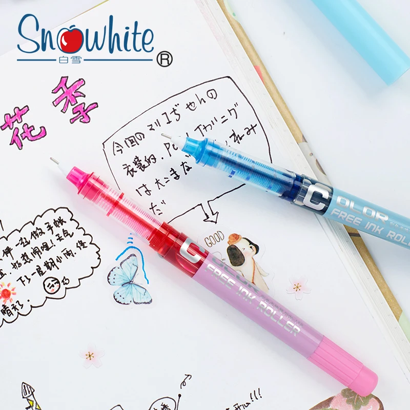 High Capacity Liquid Gel Pens - 7 Piece Set with 0.5mm Fine Tips for Smooth Writing and Note Taking