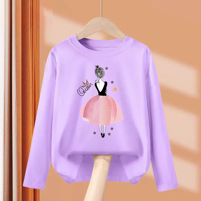 Aimi Lakana Student Girl Fashion T-Shirt Kids Long Sleeve Tops Spring Party Dresses Girls Cotton Printed Shirt 2