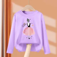 Aimi Lakana Student Girl Fashion T-Shirt Kids Long Sleeve Tops Spring Party Dresses Girls Cotton Printed Shirt 2