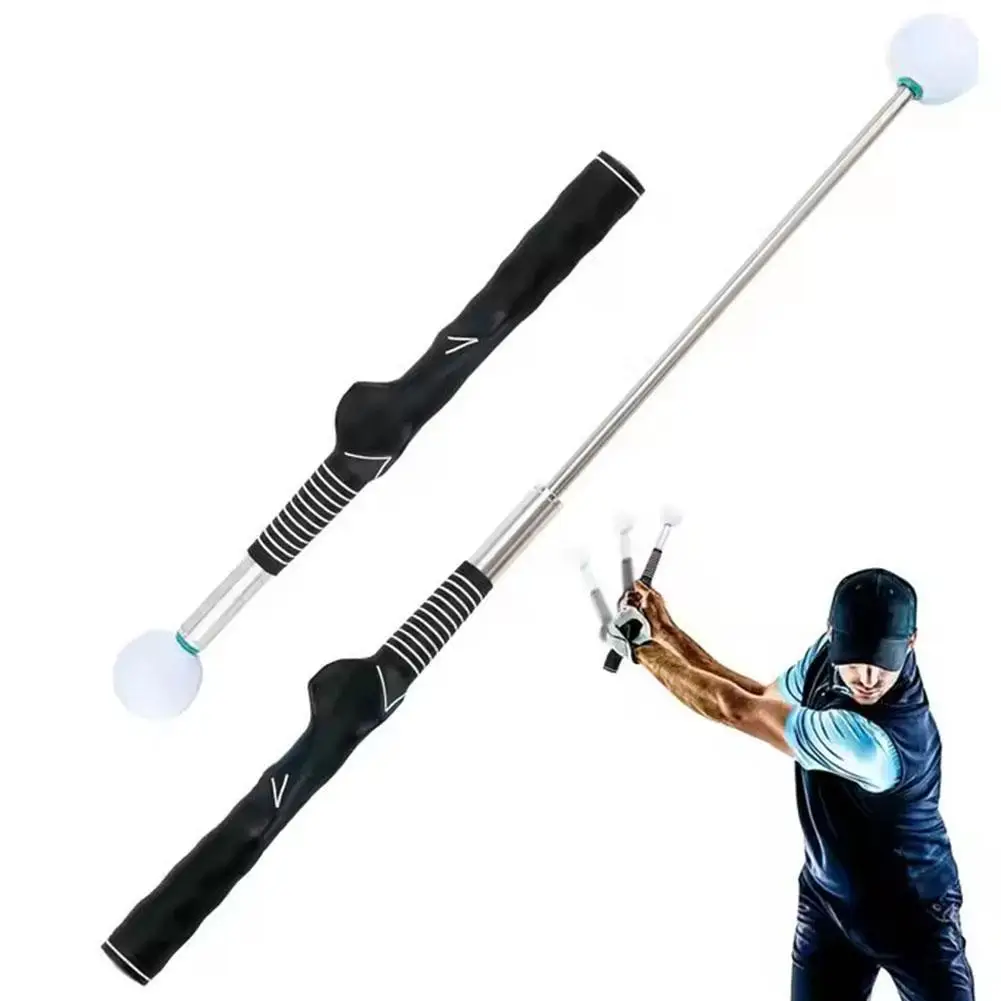 Retractable Golf Swing Training Aid Practice Stick,Indoor Outdoor Golf Assistant Practitioner, Golf Grip Trainer