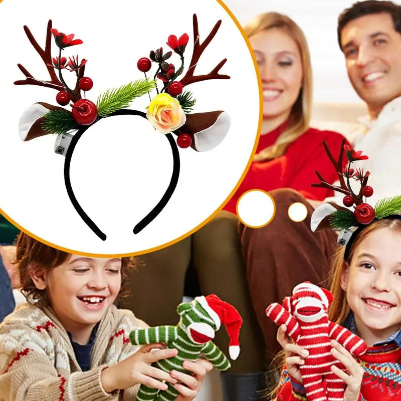 Christmas Headbands For Kids Reindeer Antlers Hair Band For Christmas Cute Hair Decorations Photo Prop Gathering