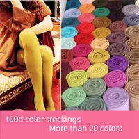 Women's Fashion Tights 100D Opaque Candy Color Winter Velvet Matte Non-See-Through