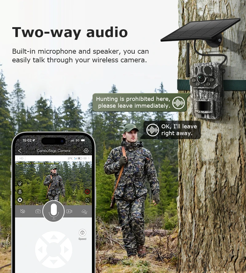 2K Outdoor 4G Solar Cellular Trail Camera Hunting Trail Camera 3-PIRs Motion Act