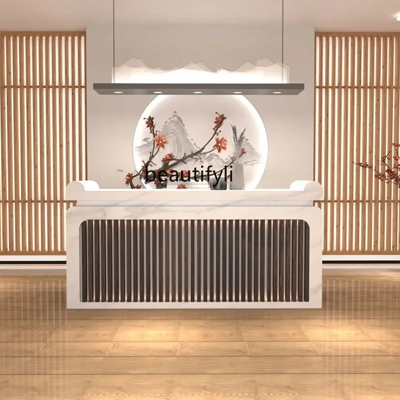 

New Chinese Cashier Desk Beauty Salon Foot Bath Cabinet Club Ear Cleaning Store Hotel Simple Modern Reception Desk Bar Counter