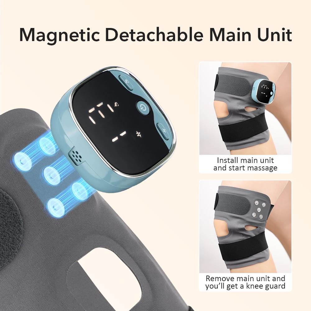 Electric Cordless Knee Massager with 5 Modes 3 Gear Hot Compress Function Detachable Elbow Support Knee Support Brace