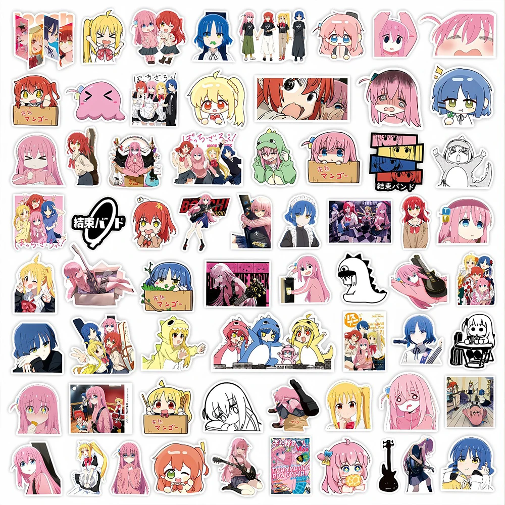 Anime Stickers - Cute Cartoon Guitar Girl Hitori for Notebooks, Scrapbooks, and Phone Decals (10/30/75pcs Set)