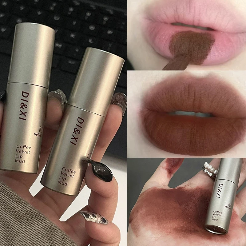 

Waterproof Dark Brown Liquid Lipstick Matte Lasting Velvet Lip Gloss Non-Stick Cup Sexy Nude Red Lip Mud Lips Makeup Cosmetics