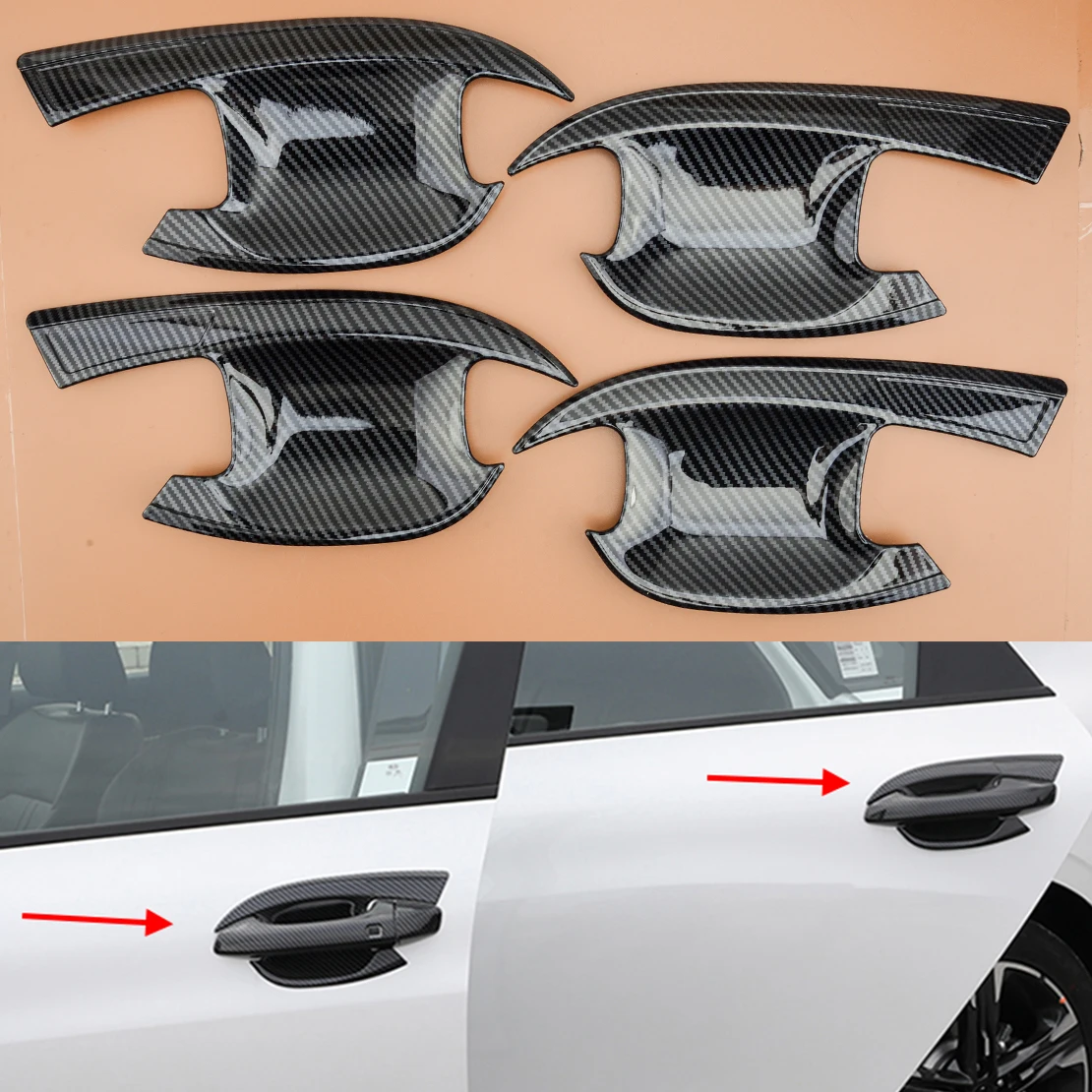 

4 шт./компл. Черная Стильная Пластиковая крышка для автомобильной дверной ручки из углеродного волокна, отделка для Kia K5 Optima 2020-2021