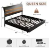 King Size Floating Bed Frame with LED Headboard and Charging Station, Metal Platform Bed Frame with Storage, Remote Control 6