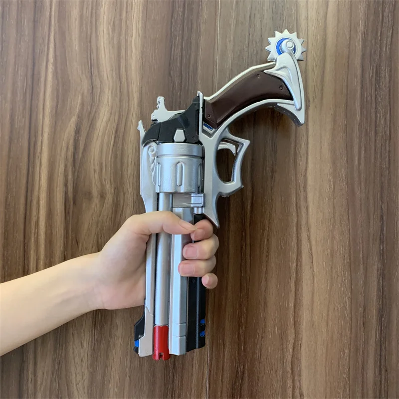 Game OW Cole Cassidy Revolvers Weapon Gun 1:1 Cosplay Safety PU Gift Outdoor Toy Rubber Soldier 76 D. va Tracer No Shooting