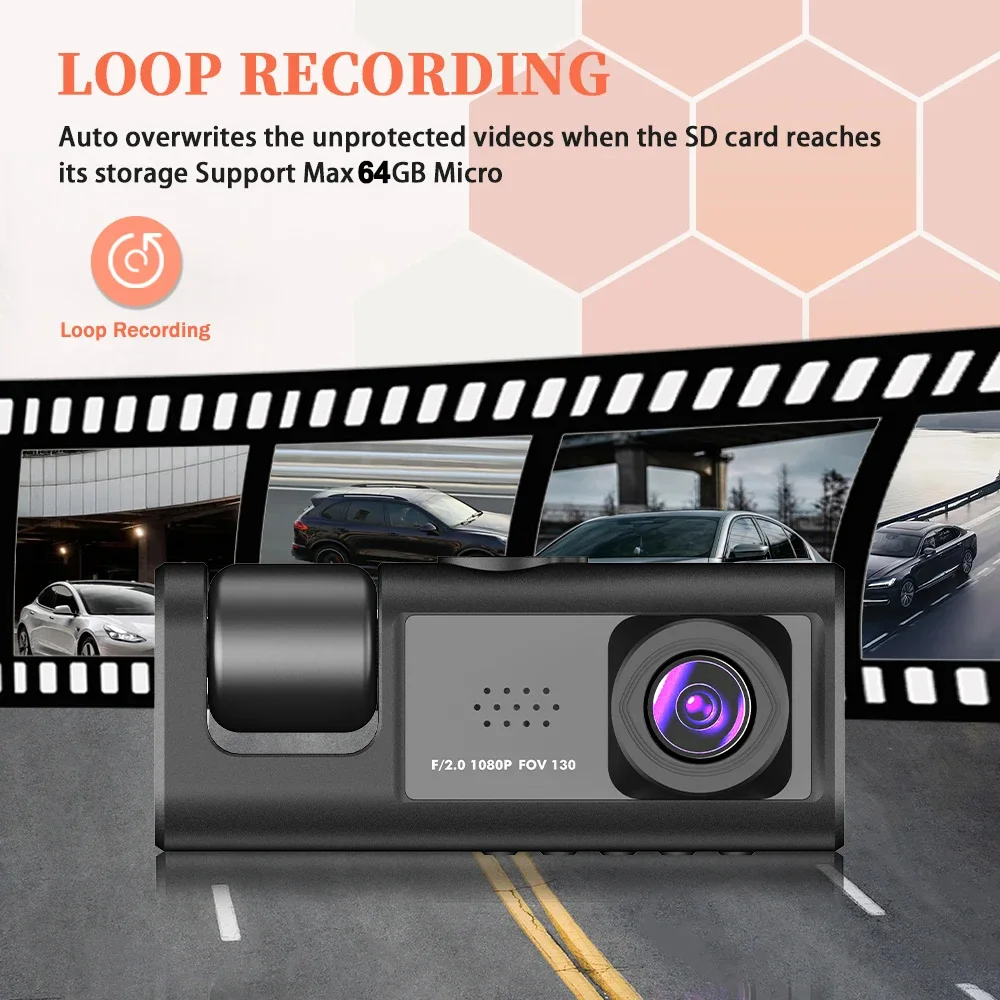 3-Channel Car DVR 1080P Dash Cam for Cars Video Recorder Dual Len Dashcam Rear View Camera for Vehicle Car accessory
