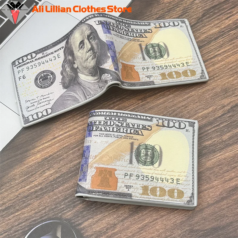 Men's Wallets With 100 US Dollar Pattern Funny Wallet For Boys Kids PU Leather Money Bag Gift Teens Students Purse Monederos - 3