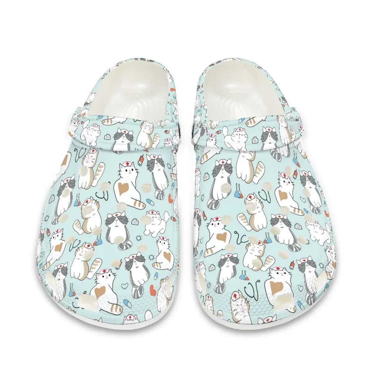 Kawaii Nurse Cat Print Fashion Sandals Medical Hospital Design Fashion Flats Nursing Shoes Casual Non-slip Garden Shoes Slides