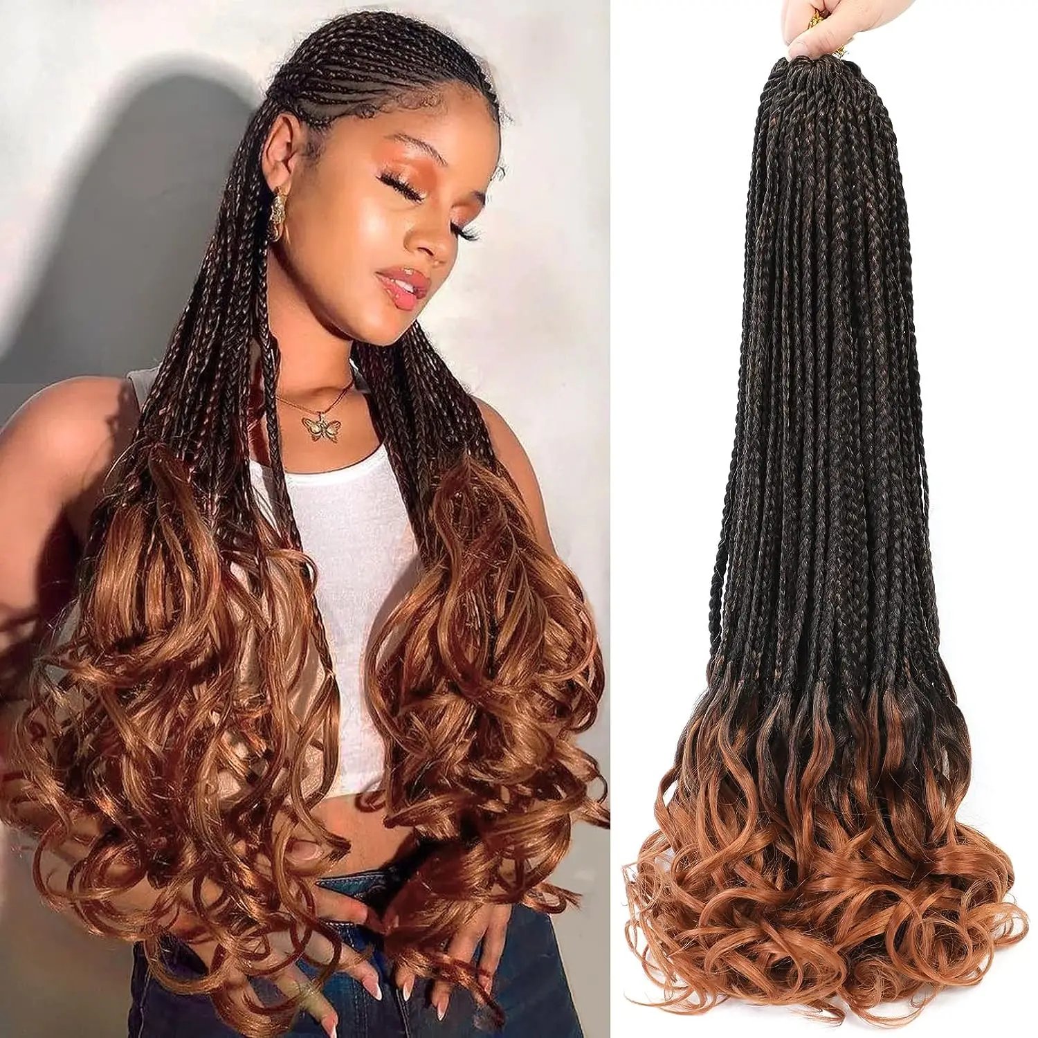 

French Curl Crochet Braids For Black Women 24 Inch French Curly Braiding Hair Goddess Box Braids Crochet Hair