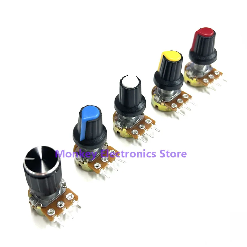Potentiometers adjustable resistor multiturn potentiometer linear potentiometer rotary potentiometer potentiometer knobs potentiometer kit trimmer potentiometer WH148 Single 3pines 40PCS Kit box switch 15MM potenciometro B5K 10K 20K 50K 100K With 20PCS Knobs Set Shaft Nut