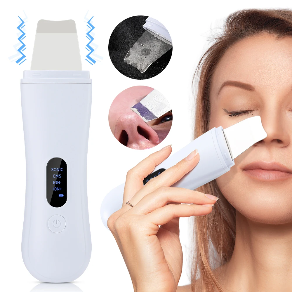 Ultrasonic Skin Scrubber Deep Face Cleaning Machine 4 Modes Peeling Shovel Facial Pore Cleaner Face Skin Scrubber Lift Machine
