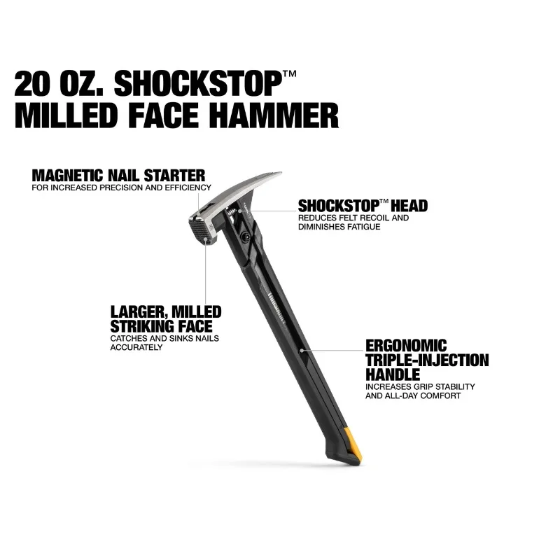 ToughBuilt TB-H1-1SBR-S20X TB-H1-1SBR-S24X 20 OZ/24 OZ.. ShockStop Steel Rip Hammer Milled Face Hand Tools Accessories 2