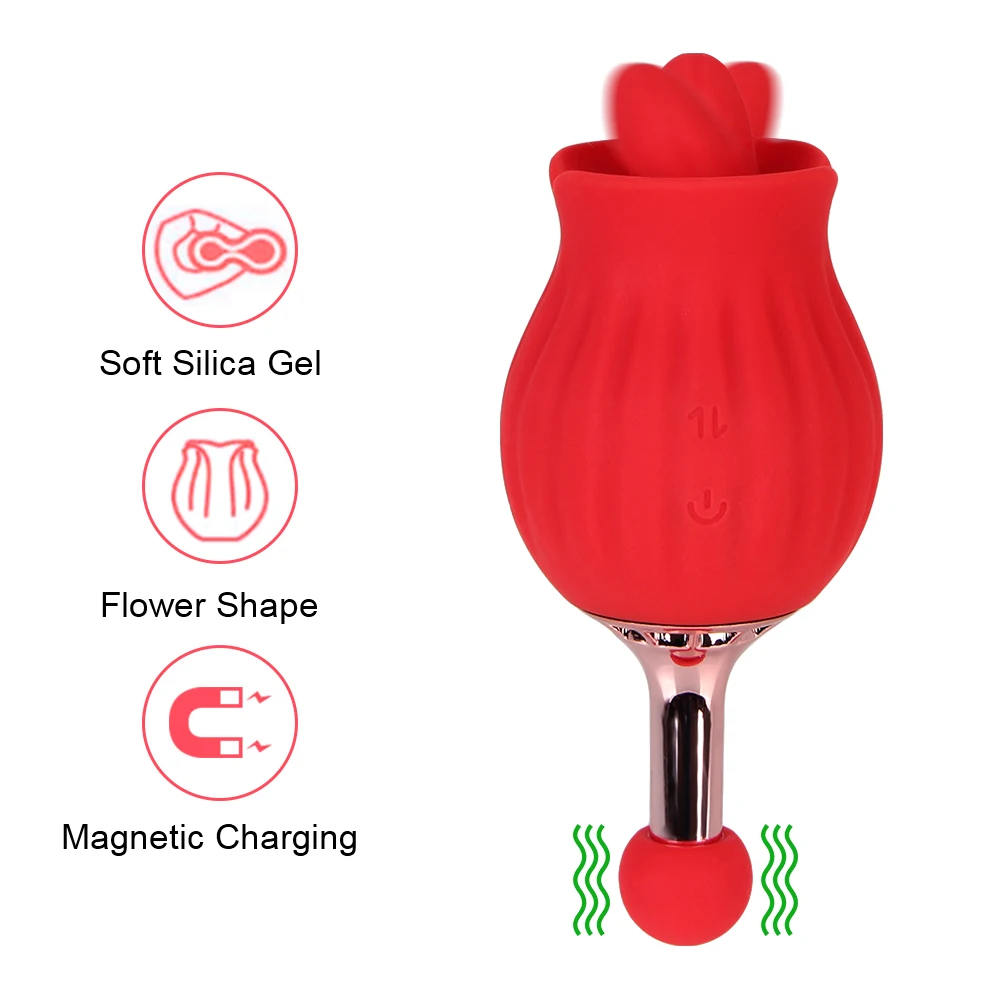 Rose Shape Tongue Licking Vibrator for Women