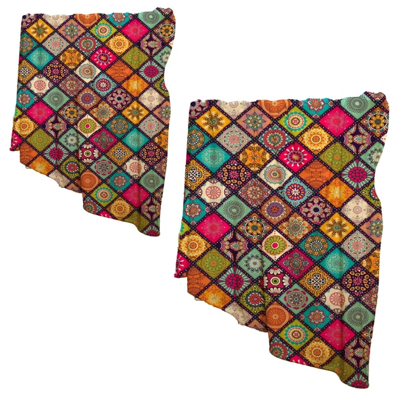 

Bohemian Floral Flannel Throw Blanket Vintage Multicolor Checked 3D Digital Print Winter Warm Weighted Shawl Faux Fleece Lining