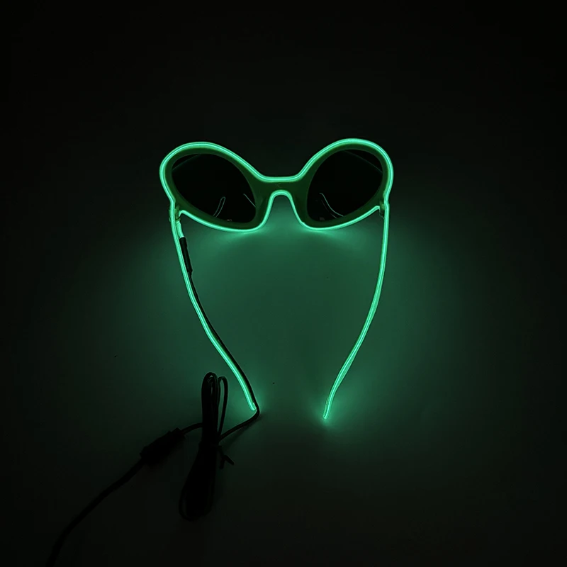 Modes imulation Alien Brille lustige Alien Brille Martian Kostüm grün Rahmen LED Brille für Urlaub Party Lieferungen – Detail 9