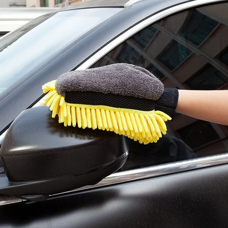 Car cleaning gloves Microfiber car mitt Microfiber cleaning gloves Microfiber washing gloves Microfiber gloves 1pc Waterproof Car Wash Microfiber Chenille Gloves Thick Car Cleaning Mitt Wax Detailing Brush Auto Care Double-faced Glove