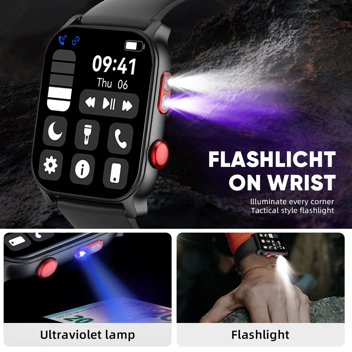 LIGE New Smart Watch Men Women 1 .83inch Bluetooth Call Message Reminder 24 Hour Health Monitoring Smart Watch For Android OS