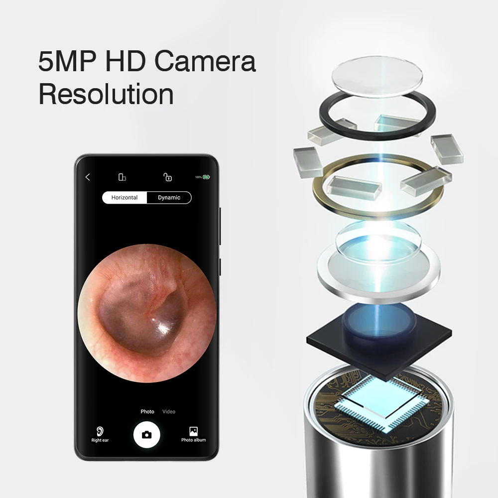 Wireless Visual Ear Endoscope Camera Ear Cleaning Tools Spoon Safe Silicone Earpick 5MP Camera Ear Wax Remover Luminous Otoscope 2