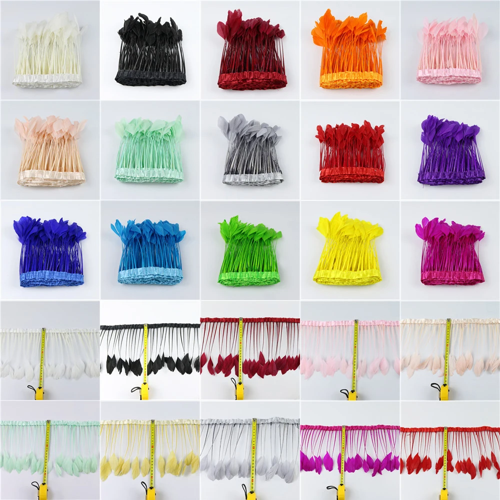 2M Colored Goose Feathers Trims for Wedding Jewelry Dress Decorations Fringe Clothes DIY Handicrafts Carnival Party Dyed Plumes