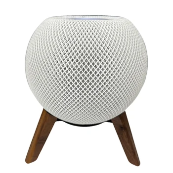 Supporto per treppiede in legno Treppiede in legno con struttura in metallo Supporto stabile e sicuro con cuscinetto in silicone per pod HomePod Mini Home (solo supporto)