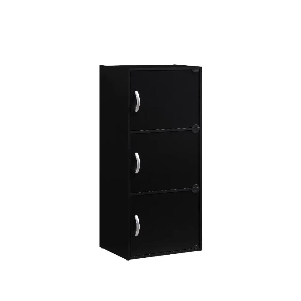 

3-Shelf, 3-Door Multi-purpose Cabinet, Black