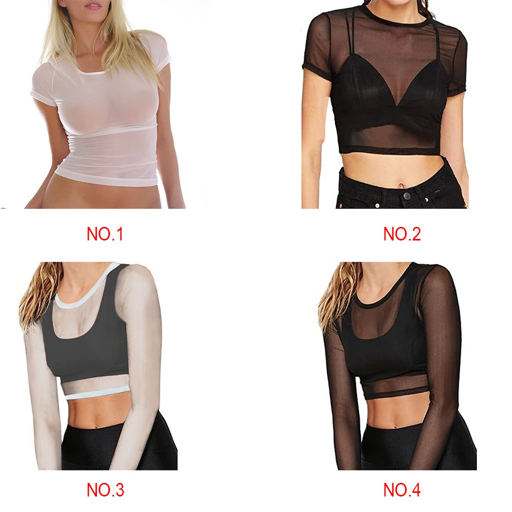 Buy Women's See Through Sheer Mesh Cover Up Shirt Gymnastics