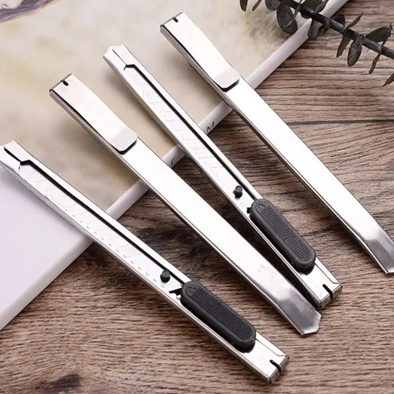 Utility Knife 16pcs Stainless Steel Paper Cut Box Cutter Tools Kit Non-Slip Blades Unboxing Knife Handicraft Carving Tools