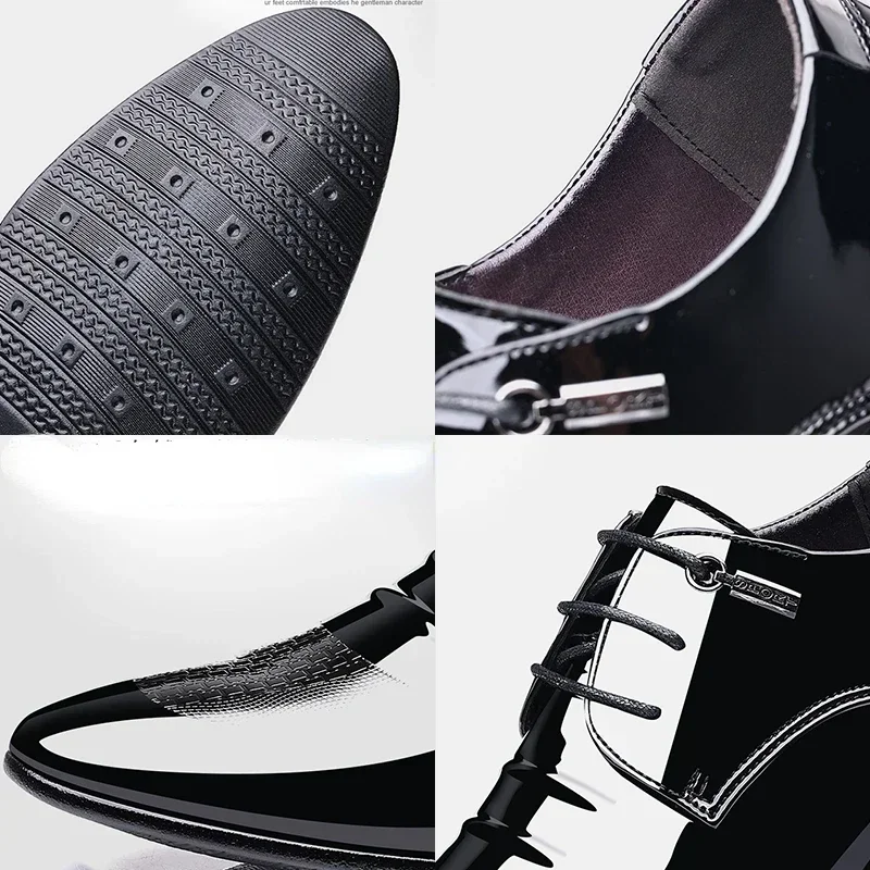 Mens Dress Shoes Men Dress Shoes Oxfords Patent Leather Shoes Lace Up Formal Leather Wedding Party