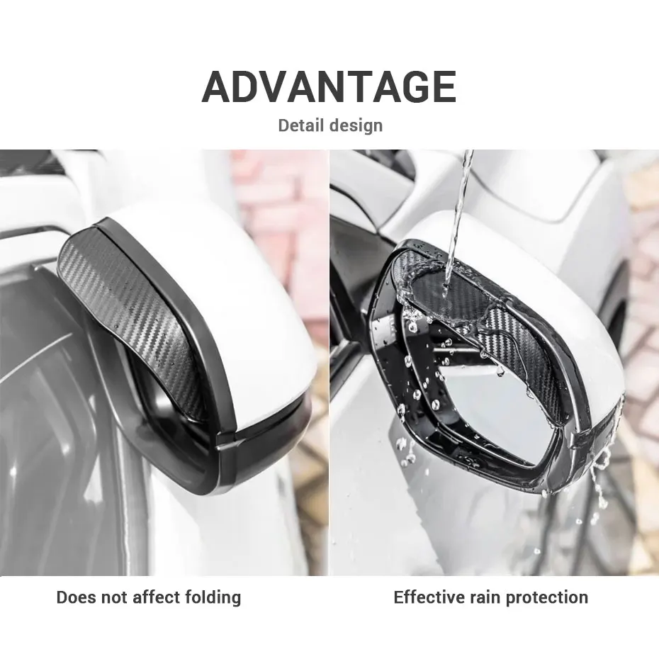 SEAMETAL 2 stücke Universal Auto Rückspiegel Regen Augenbraue Carbon Faser Auto Rückansicht Regendicht Klingen Aufkleber für Auto Zubehör – Detail 6