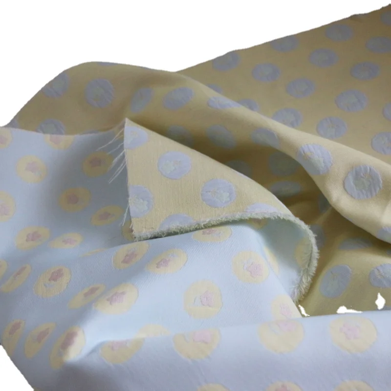 

Fabric Width 50x160cm Beautiful Light Ice Cream Color DIY Dress Yarn-Dyed Small Pink Flower Jacquard Clothing Ins Korean Style