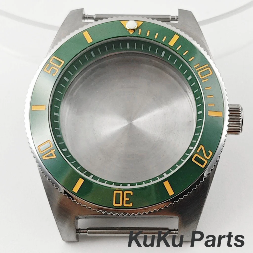 Green Ring GMT Ceramic Bezel Watch Case with 40mm Diameter and 28.5mm Dial Capability