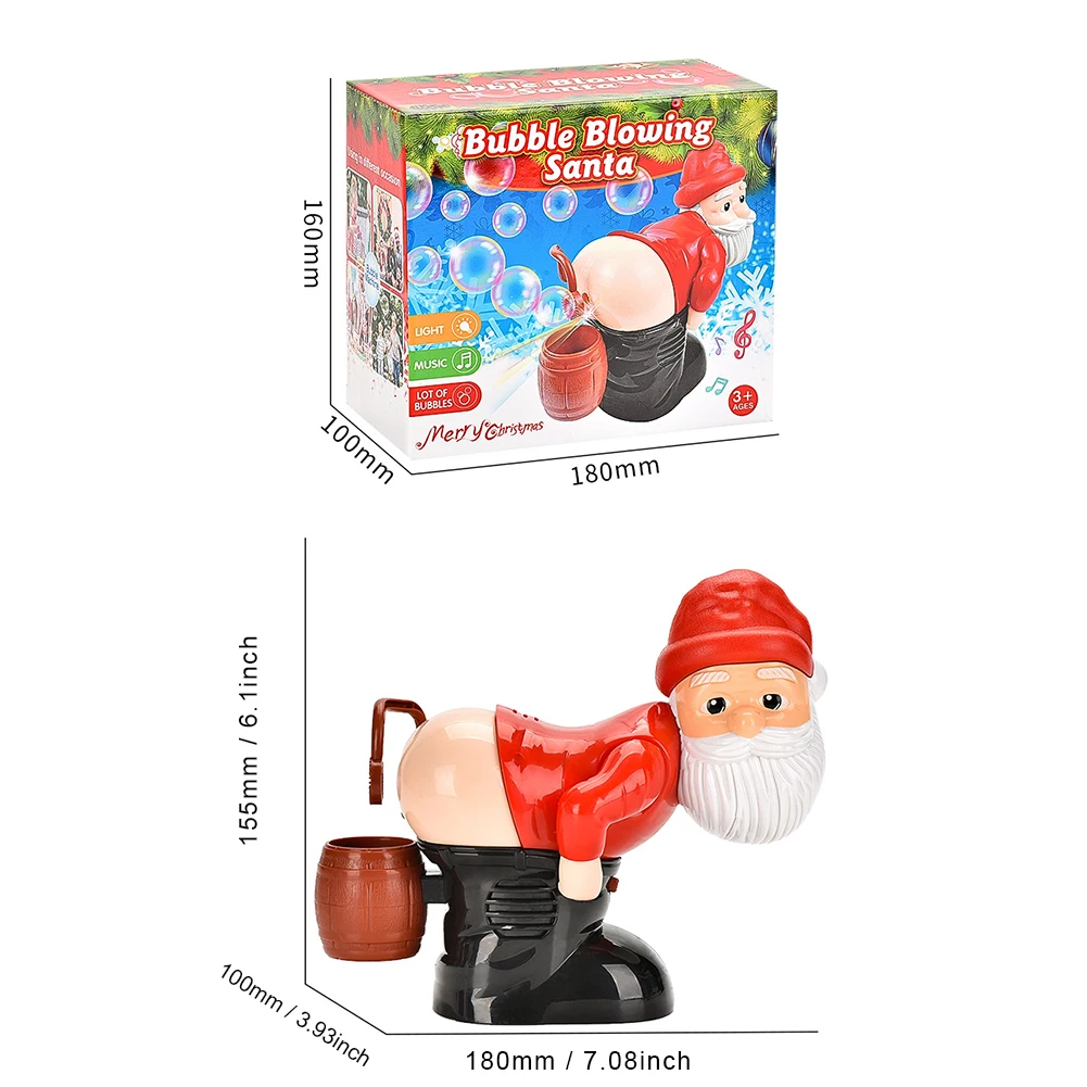 Christmas Gnomes Farting Bubble  with Music & Light Colorful Bubbles Blower Novelty Xmas Gift for Boys Girls