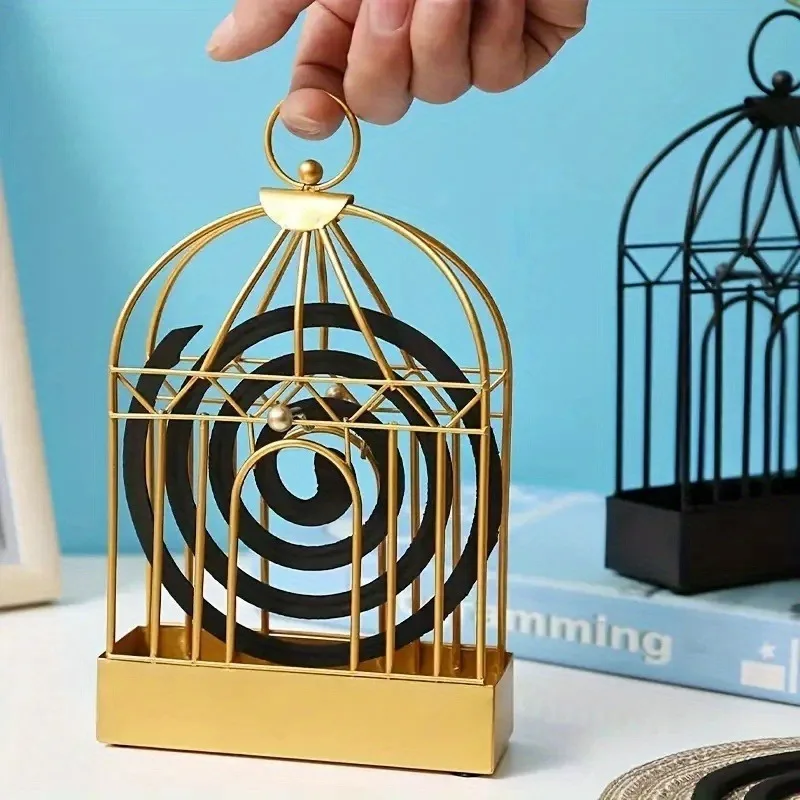 Mosquito Coil Holder, Incense Burner Rack, Portable Hanging Bird Cage for Outdoor Home Garden Decoration Bar Yard Office Desk