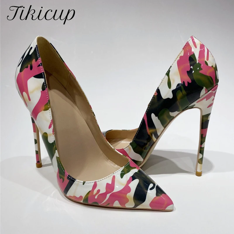 Tikicup Pink Camouflage Women Sexy Pointy Toe High Heel Shoes Fashion  Designer Slip On Stiletto Pumps for Party 12cm 10cm 8cm - AliExpress